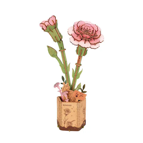 3D Wooden Flower Puzzle red Carnation