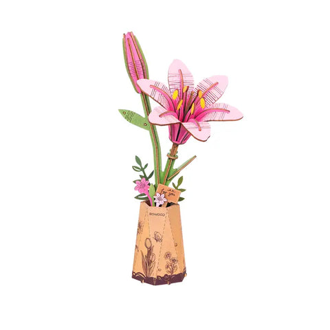 3D Wooden Flower Puzzle Pink Lily
