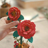 3D Wooden Flower Puzzle Red Camellia