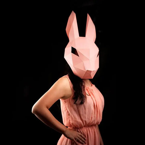 Papercraft Bunny Rabbit Mask (Pink)