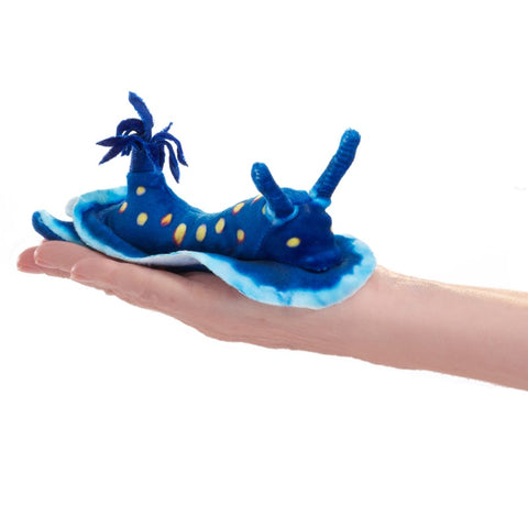 Blue nudibranch slug mini finger puppet