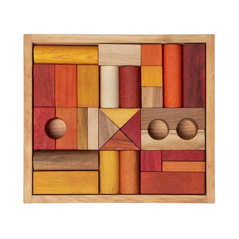 Wooden Story Blocks- 30 piece warm colors