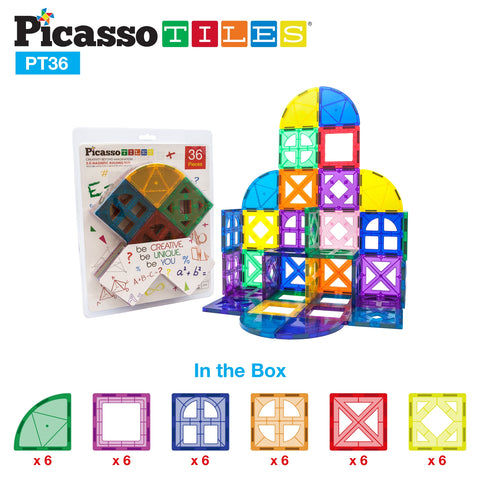 Picasso Tiles 3D Magnetic Building Tiles: 36 Pieces